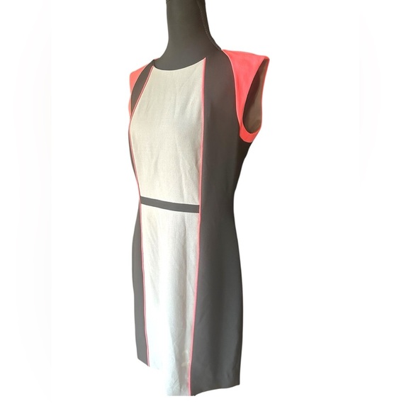 Tahari Black, White and Coral Color Block Cap Sleeve Dress Size 8 - Picture 7 of 9